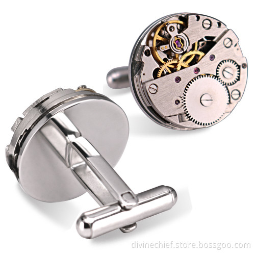 Hot Selling Watch Movement Cufflinks for Men, 316L Stainless Steel Movement Cufflinks WM-806